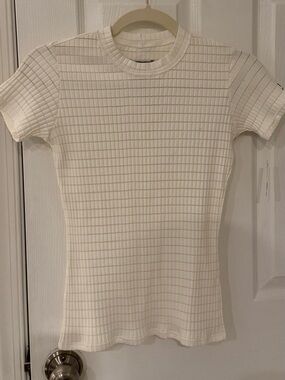 Versace white Ribbed Short Sleeve Crewneck Tee